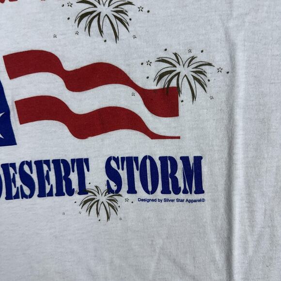 Vintage Support Our Troops Desert Storm Shirt Mens Large Screen Stars USA 90s - Picture 4 of 12